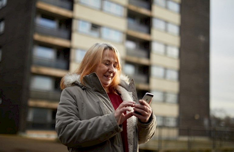 Customer receiving mobile phone
